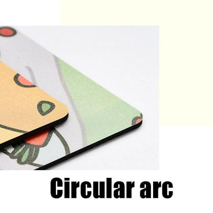 Creative Cute Cartoon Rabbit Mouse Pad Set for Students - close-up of durable PVC rubber mouse pad corner with colorful rabbit print