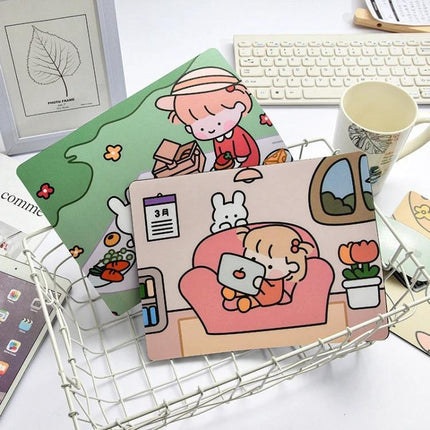Creative Cute Cartoon Rabbit Mouse Pad Set for Students - compact PVC rubber mouse pads with adorable rabbit cartoon desk design