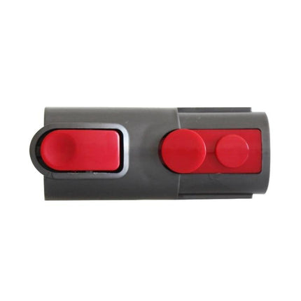 2-Piece Vacuum Adapter for Dyson V7, V8, and V10 Cleaners shown in gray ABS with red release buttons for tight spaces and vehicle cleaning