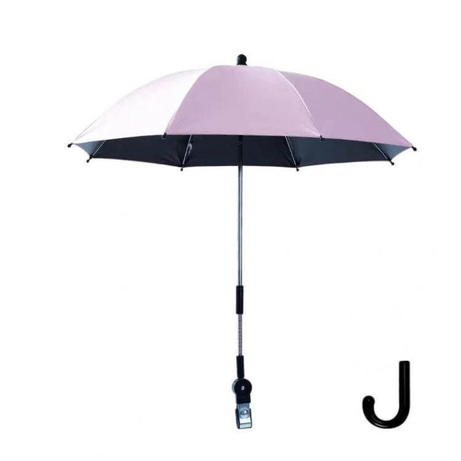 Universal Stroller Umbrella for Sun and Rain Protection - adjustable pink stroller umbrella with clamp mount and UV protection