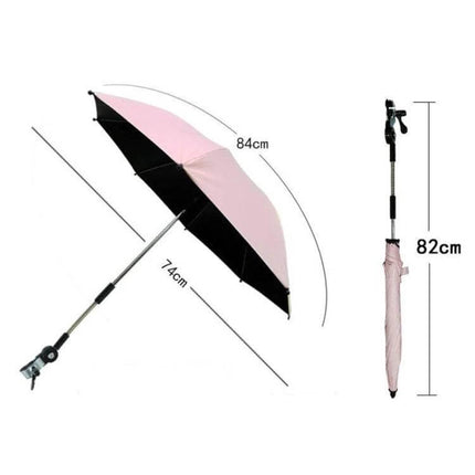 Universal Stroller Umbrella for Sun and Rain Protection - pink adjustable clamp-on stroller umbrella 82cm/84cm compact