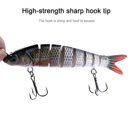 Luya Knotty Fish Plastic Bionic Hard Bait for Sea Fishing - 13.7cm multi-jointed saltwater lure with 3D eyes, realistic swim and sharp treble hooks