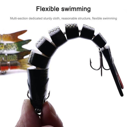 Luya Knotty Fish Plastic Bionic Hard Bait for Sea Fishing - flexible multi-joint plastic saltwater lure with 3D eyes and treble hooks, 13.7cm 27g