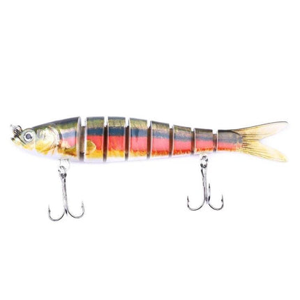 Luya Knotty Fish Plastic Bionic Hard Bait for Sea Fishing — segmented lifelike saltwater lure 13.7cm 27g with 3D eyes and sharp treble hooks