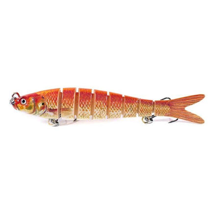 Luya Knotty Fish Plastic Bionic Hard Bait for Sea Fishing, 13.7cm segmented lifelike sinking saltwater lure with 3D eyes and treble hooks
