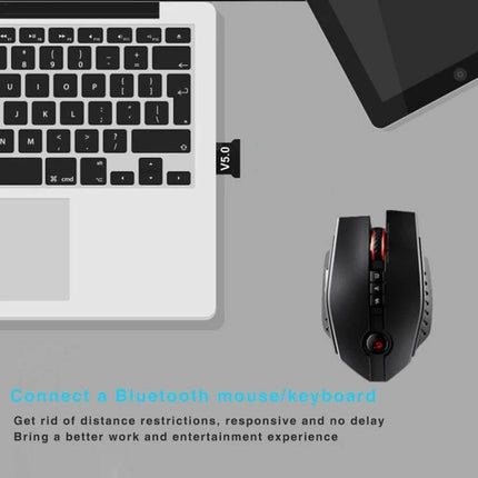 USB Bluetooth Adapter for Wireless Computer Connectivity and Devices - dongle connecting laptop to Bluetooth mouse and speakers