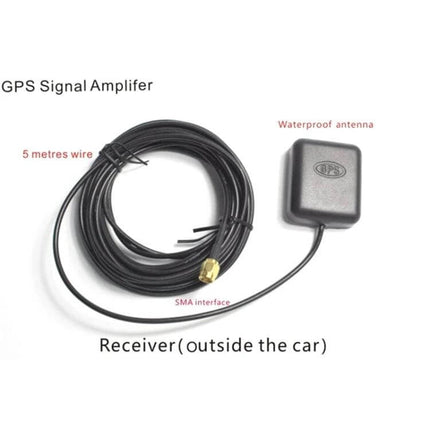 GPS Signal Amplifier for Improved Car Navigation Reception - waterproof external antenna with 5m cable and SMA connector