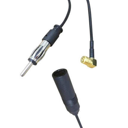 Cheyoule Universal Car Antenna for FM AM DAB Signal Amplifier – black vehicle antenna cable with metal DIN plug and right-angle gold connector