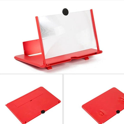 Foldable 12-Inch Screen Magnifier Holder for Smartphones in red, portable stand enlarging phone display for video watching and reduced eye strain