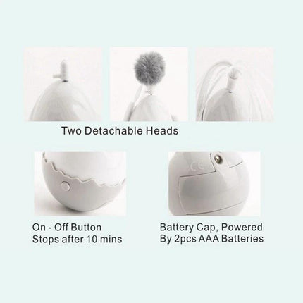 Engaging Tumbler Toy for Cats During Home Playtime - white automatic tumbler with two detachable heads, timing function and battery cap