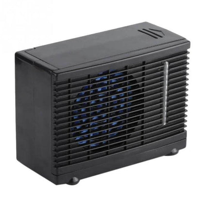 12V Car Air Cooler Fan for Small Cars, Compact 20x18x15 cm - black portable dashboard cooler with two-speed fan, plugs into cigarette lighter