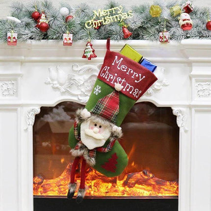 Christmas Tree Pendant Decoration Snowman 46.5x25 cm hanging wool snowman stocking on mantel with gifts and festive garland