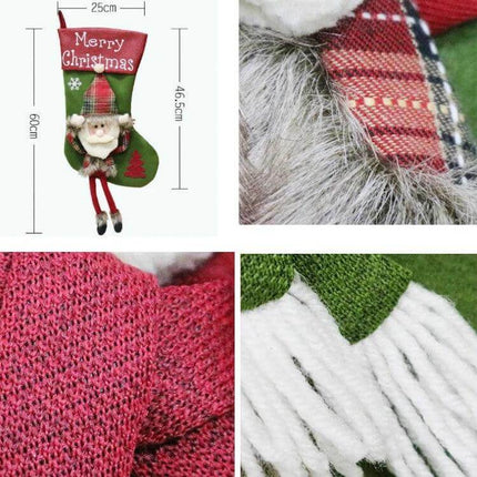 Christmas Tree Pendant Decoration Snowman 46.5x25 cm wool and cloth hanging stocking with handcrafted snowman elk festive display