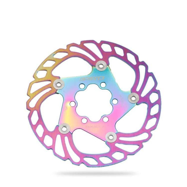 Floating Disc Rotor For Road And Mountain Bikes 140 160 180 203mm - rainbow anodized 6-bolt stainless outer ring with aluminum alloy inner bracket
