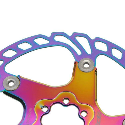 Floating Disc Rotor For Road And Mountain Bikes 140 160 180 203mm - rainbow titanium finish 6-bolt floating rotor with aluminum alloy inner bracket and stainless steel outer ring