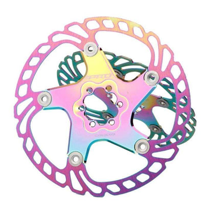 Floating Disc Rotor For Road And Mountain Bikes 140 160 180 203mm – rainbow anodized floating rotor with aluminum alloy carrier and stainless steel ring