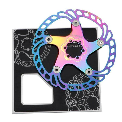 Floating Disc Rotor For Road And Mountain Bikes 140 160 180 203mm - iridescent 6-bolt stainless outer ring with aluminum alloy inner carrier