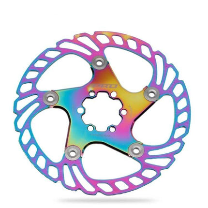 Floating Disc Rotor For Road And Mountain Bikes 140 160 180 203mm - rainbow titanium finish, aluminum alloy inner, stainless steel outer, 6-bolt, CNC engraved