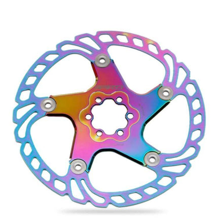 Floating Disc Rotor For Road And Mountain Bikes 140 160 180 203mm - rainbow anodized 6-bolt stainless outer ring with aluminum alloy inner carrier