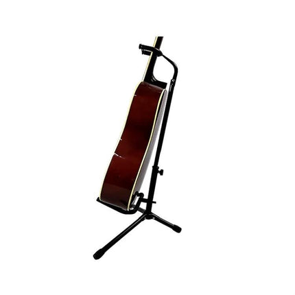Folding Stand for Holding Guitars During Home PracticeSessions - collapsible tabletop/floor guitar stand holding acoustic guitar securely