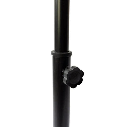 Guitar Stand for Securing Instruments During Home Practice - adjustable black metal height lock knob close-up