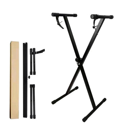 A Reliable Stand for Electronic Organ Practice at Home – adjustable X-style black keyboard stand for home practice, seven-height positions, foldable, no installation