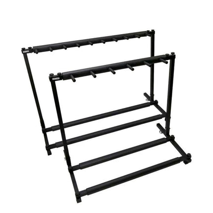 Versatile Foldable Stand for Home Guitar Organization - black multi-guitar foldable rack for living room or bedroom storage