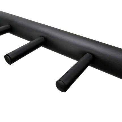 Versatile Foldable Stand for Home Guitar Organization, close-up of black padded pegs and tubular bar for storing guitars in living room or bedroom