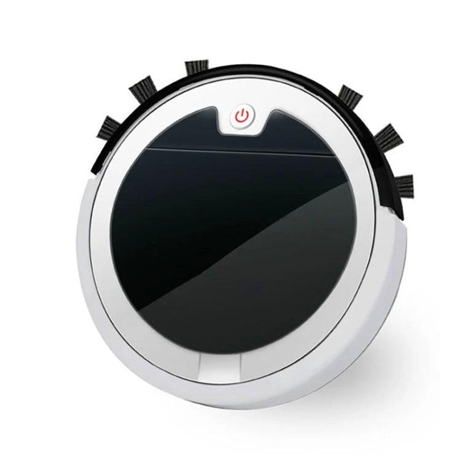 Smart Sweeping Robot for Home Floor Cleaning with Remote Control slim white round robot vacuum with side brushes and power button