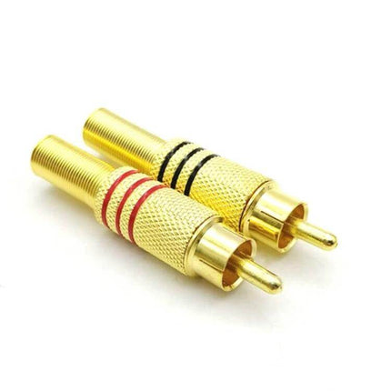 RCA Lotus Head AV Plugs Set of 30 for Audio Connections – gold-plated pair showing red and black rings, durable alloy construction