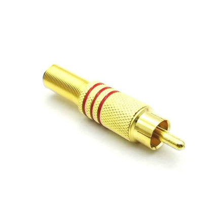 RCA Lotus Head AV Plugs Set of 30 for Audio Connections gold‑plated alloy RCA lotus head plug, knurled grip, red ring for channel ID