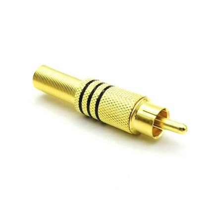 RCA Lotus Head AV Plugs Set of 30 for Audio Connections gold-plated single plug close-up showing knurled grip and connector