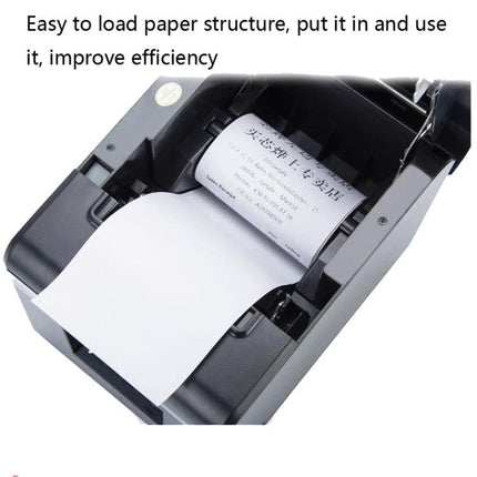 Xprinter Thermal Receipt Printer for Small Ticket Bluetooth Use showing open paper tray with printed receipt and easy-load paper structure