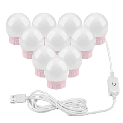 Essential Dimmable Mirror for Everyday Beauty Tasks - USB plug-in round LED vanity bulbs with dimmer for makeup and grooming