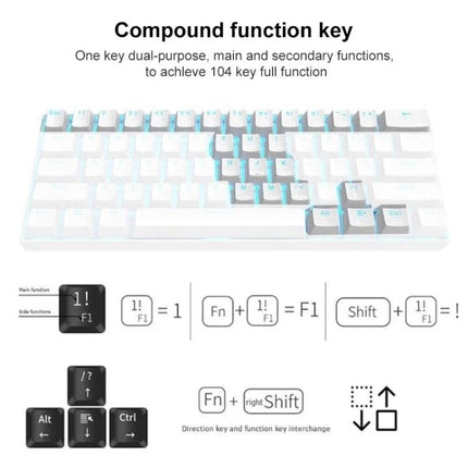 Wireless 61-Key Mechanical Keyboard for Gaming and Office Use showing compact 61-key layout, dual wired/Bluetooth modes and compound function keys