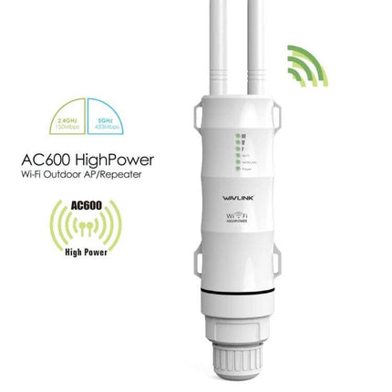WAVLINK Outdoor Dual-Band Wi-Fi Repeater for Large Area Coverage - white AC600 high power outdoor Wi-Fi repeater with dual antennas