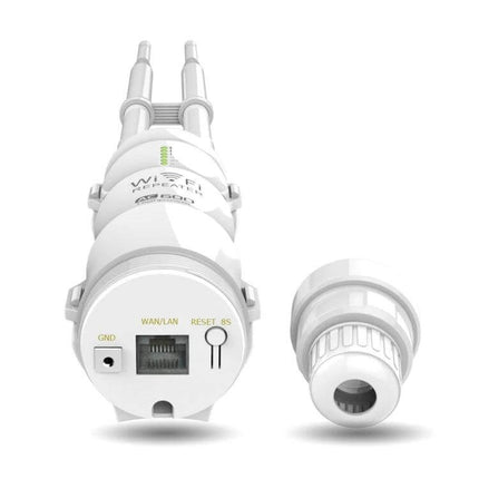 WAVLINK Outdoor Dual-Band Wi-Fi Repeater for Large Area Coverage — weatherproof outdoor repeater with dual antennas, WAN/LAN port and waterproof connector