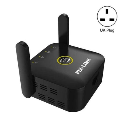PIX-LINK Wireless WiFi Signal Extender for Home Coverage compact black dual-antenna range extender ideal for boosting home WiFi in dead spots
