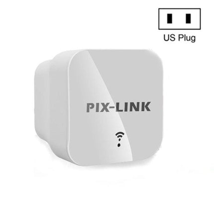PIXLINK Wireless WiFi Repeater for Extending Home Network Coverage - compact white plug-in WiFi range extender