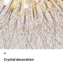 Dandelion-Inspired Crystal Ceiling Lamp for Bedroom and Living Room Elegance