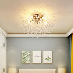 Dandelion-Inspired Crystal Ceiling Lamp for Bedroom and Living Room Elegance