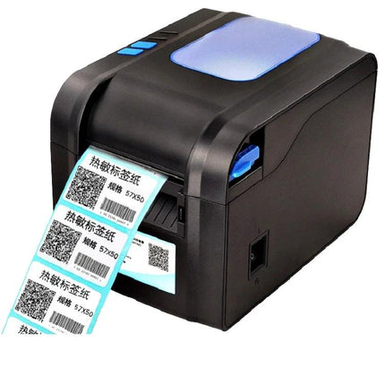 Xprinter XP-370B Thermal Barcode Printer for Labels and Tickets printing blue-bordered QR code labels