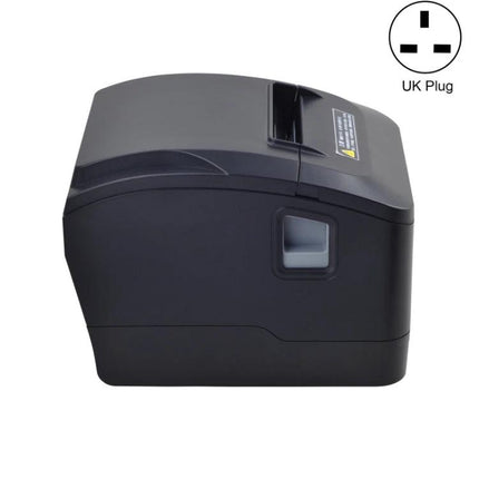 Xprinter Thermal Receipt Printer for Point of Sale Systems black side view thermal POS printer with UK plug