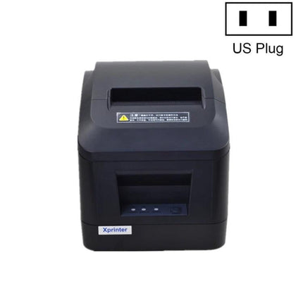 Xprinter Thermal Receipt Printer for Point of Sale Systems black thermal POS printer on white background, US plug shown