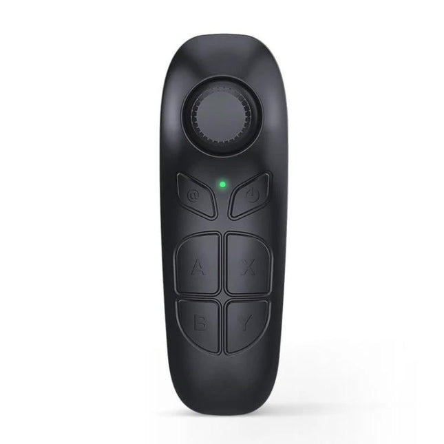 Bluetooth Remote Control for Smartphones and VR Selfies - black wireless remote with joystick and A B X Y buttons for selfies, VR and presentations