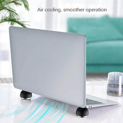Compact Laptop Stand with Built-in Cooling Fan for Laptops shown elevating a laptop to improve airflow and prevent overheating during travel or remote work