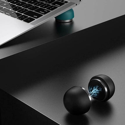 Compact Laptop Stand with Built-in Cooling Fan for Laptops showing magnetic automatic design and cooling fan accessory next to laptop