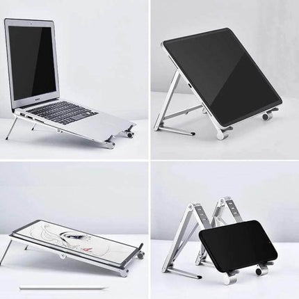 Folding Aluminum Laptop Stand for Elevated Device Use – adjustable lightweight aluminum stand for laptop tablet phone, travel and home office