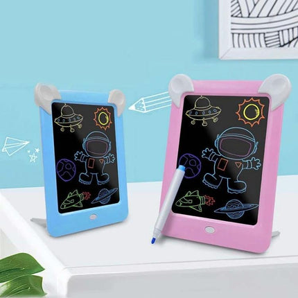 LED Luminous Drawing Board for Kids' Light Painting and Messaging - pink and blue reusable light drawing tablets with stylus
