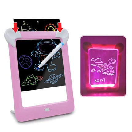 LED Luminous Drawing Board for Kids' Light Painting and Messaging pink reusable light-up drawing board with graffiti card and color pen